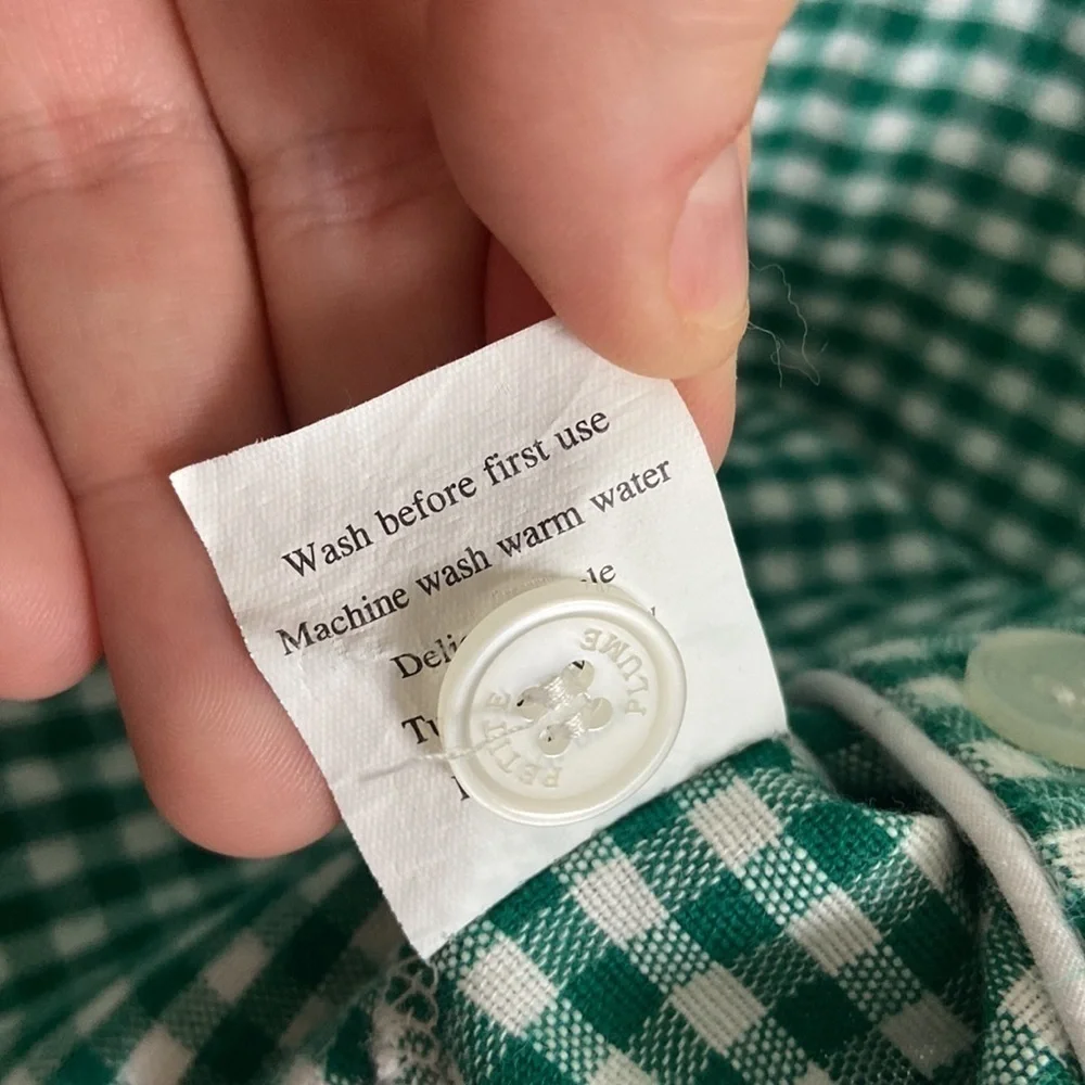Petite Plume size 10 Green Gingham Classic Flannel Pajama Shirt